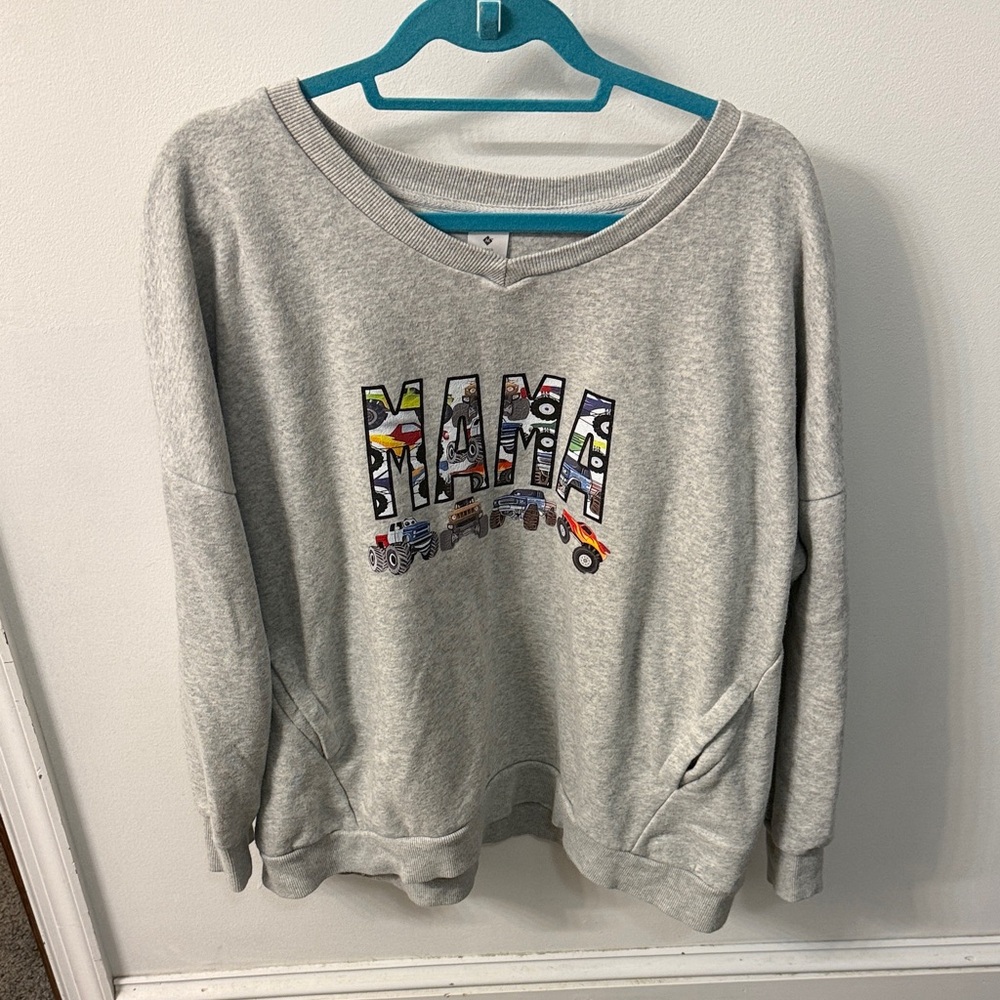 Gray Women's Sweater with Graphic Design